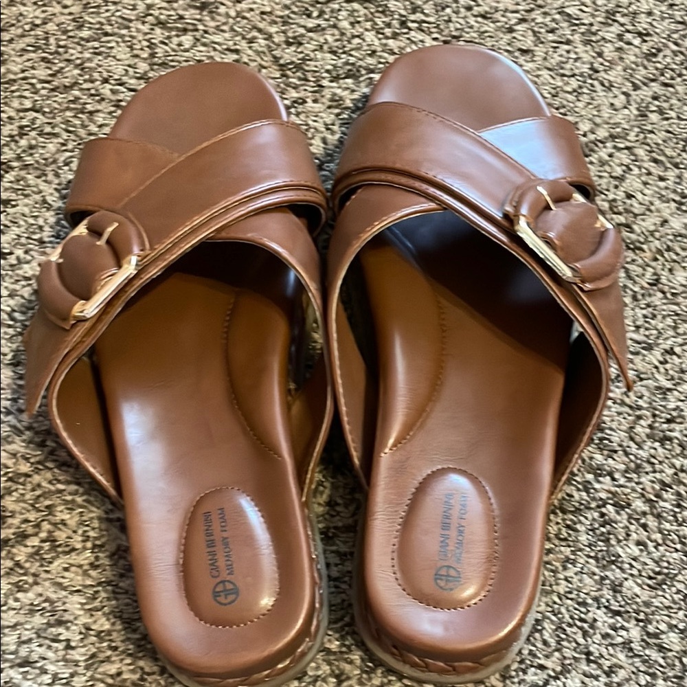 Gianni Bernini Women's Brown Slide Sandals